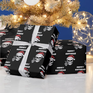 Black Christmas Skeleton Humourous Gothic Twist Wrapping Paper