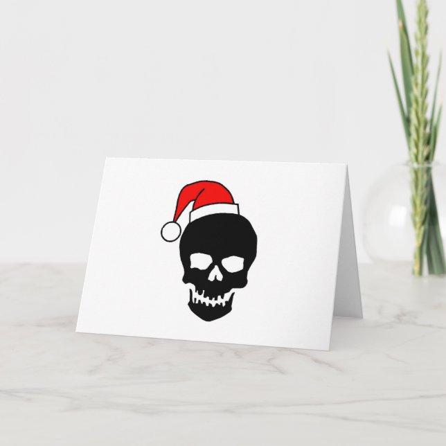 Black Christmas Skull Holiday Card (Front)