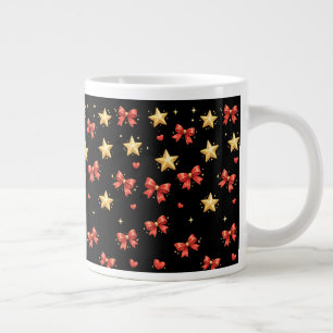 Black Christmas Stars & Bows Mug