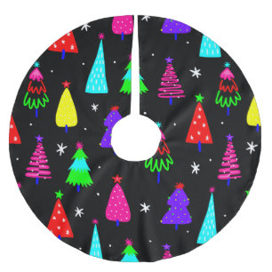 black christmas tree colourful pop art brushed polyester tree skirt