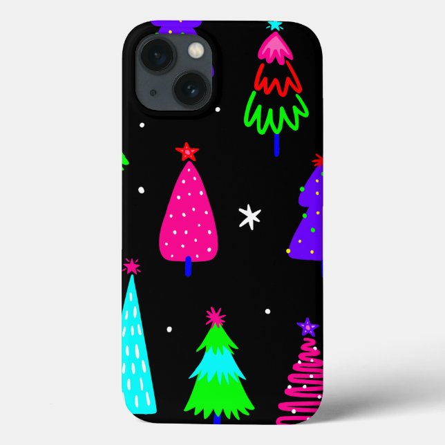 black christmas tree colourful pop art Case-Mate iPhone case (Back)