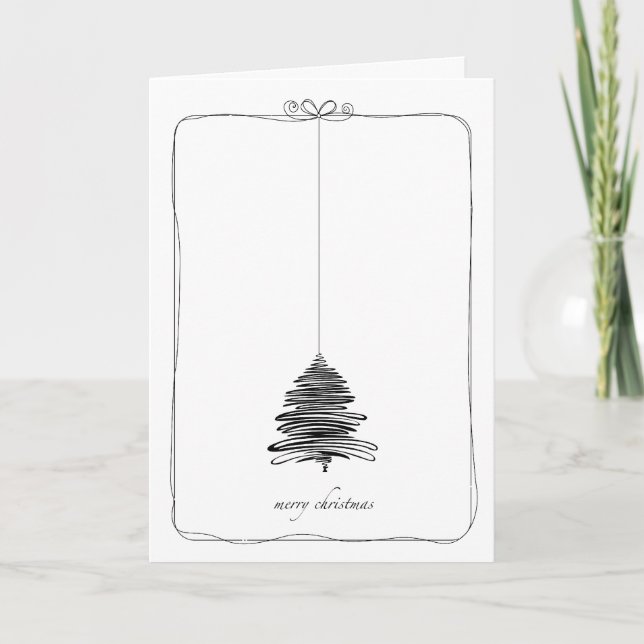 Black Christmas Tree Holiday Card (Front)