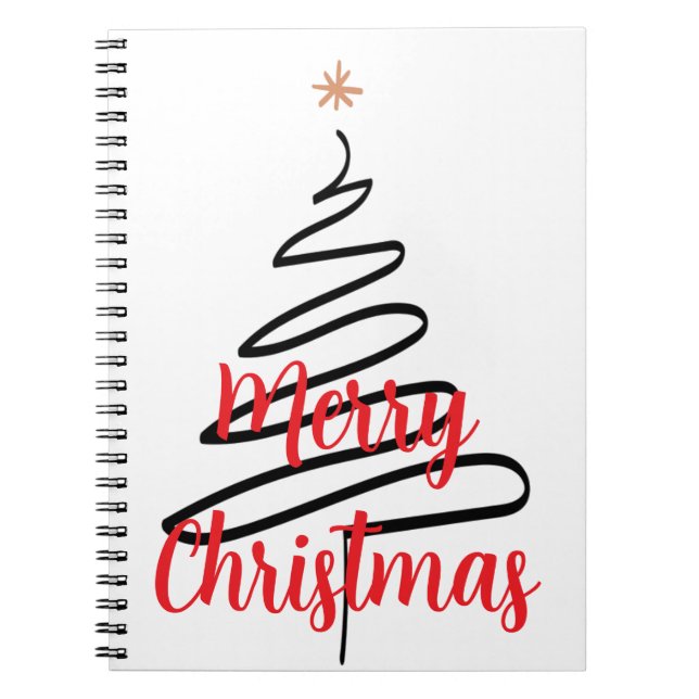 Black Christmas tree (PERSONALIZEABLE) Notebook (Front)