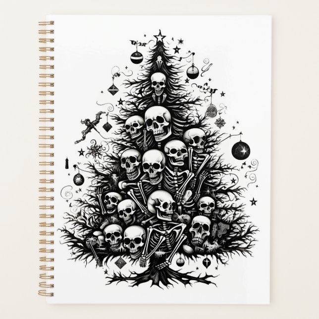 Black Christmas tree Skulls and bones Planner (Front)