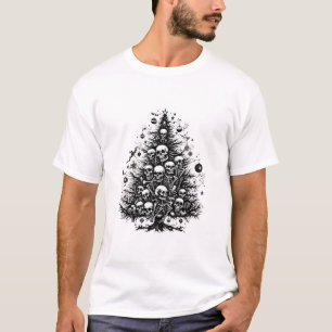 Black Christmas tree Skulls and bones T-Shirt