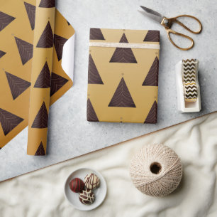 Black Christmas Tree, Yellow Gold Wrapping Paper