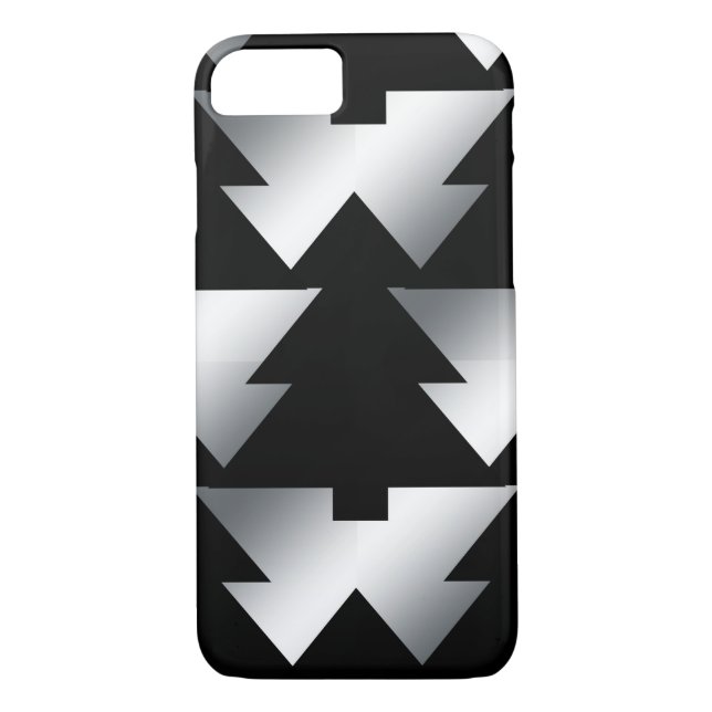 Black Christmas Trees on Silver Case-Mate iPhone Case (Back)