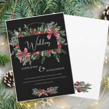 Black Christmas Wreath Red Winter Festive Wedding
