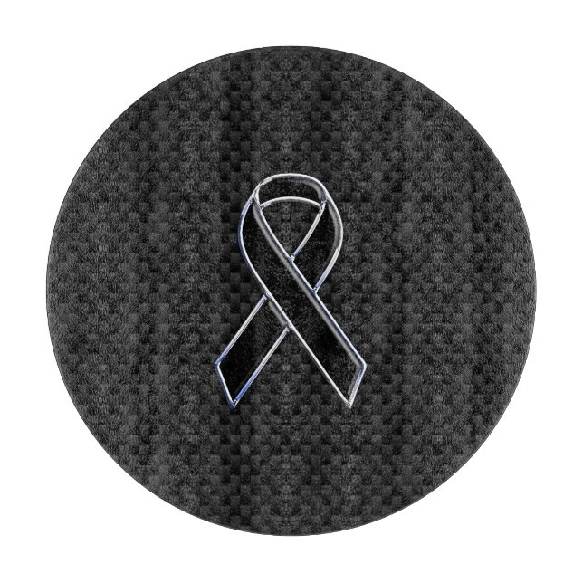 Black Chrome Style Ribbon Awareness Carbon Fibre Cutting Board (Front)