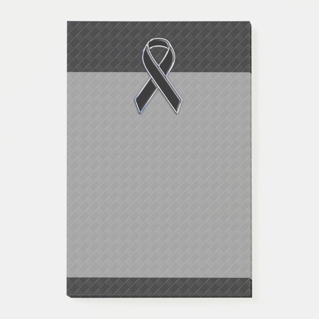 Black Chrome Style Ribbon Awareness Post-it Notes (Front)