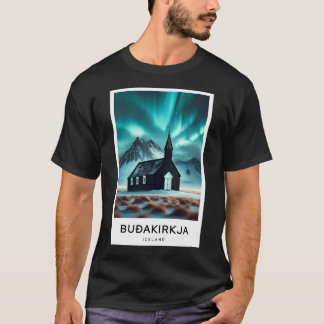Black Church Aurora Iceland- Digital Travel T-Shirt