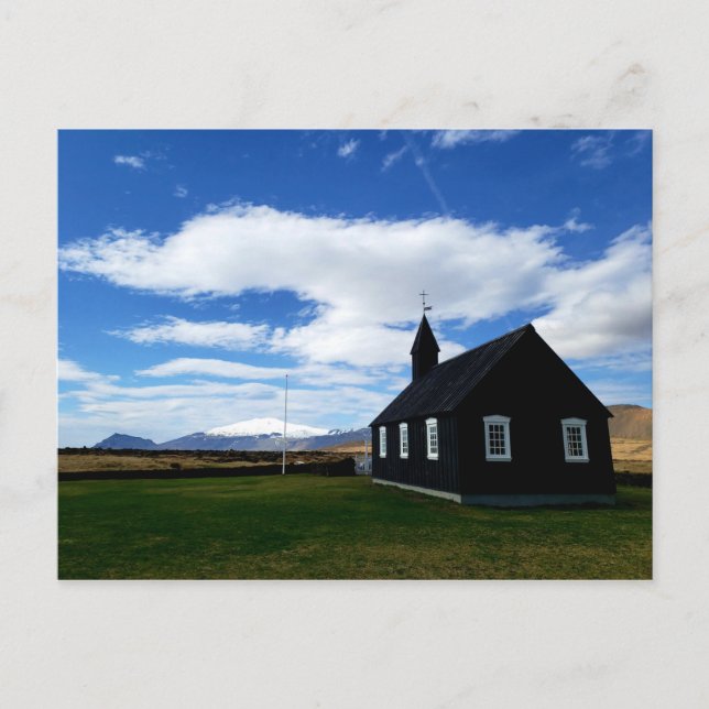 Black Church of Budir on Postcard (Front)