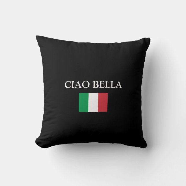 Black CIAO BELLA ITALY FLAG Cushion (Front)