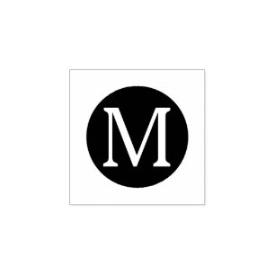 Black Circle Frame Monogrammed Rubber Stamp