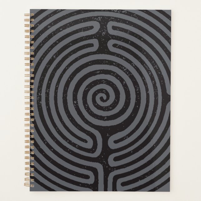 Black Circle Labyrinth (Grey) Planner (Front)
