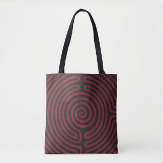 Black Circle Labyrinth (Maroon) Fine Art Tote Bag
