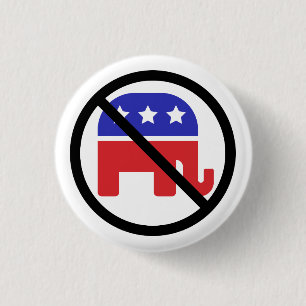 Black Circle No Sign Anti-GOP Political Opinion 3 Cm Round Badge