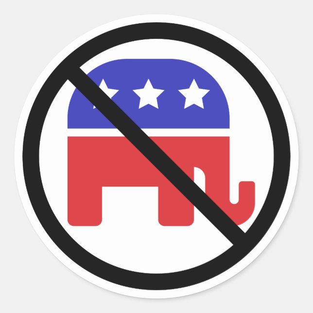 Black Circle No Sign Anti-GOP Political Opinion Classic Round Sticker (Front)