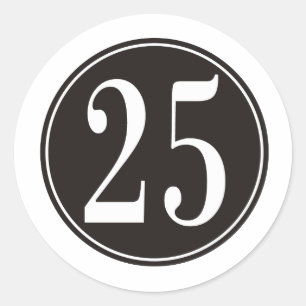 Black Circle - Number 25 (front) Classic Round Sticker