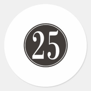 Black Circle - Number 25 (front) Classic Round Sticker