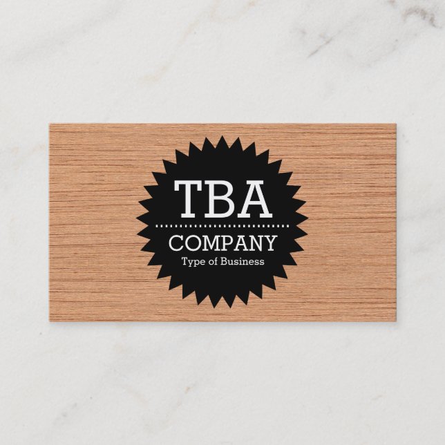 Black Circle Star v2 - Wood 06 Business Card (Front)