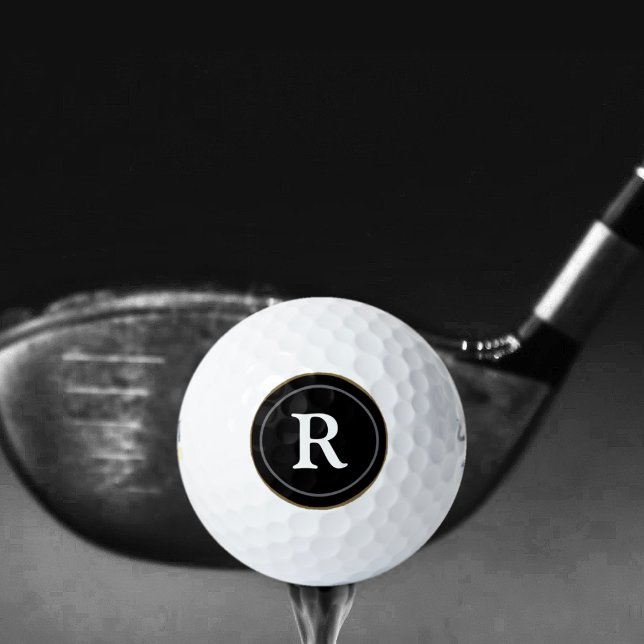 Black circle with own initial customised golf balls (Creator Uploaded)