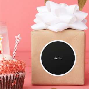 Black circle with white circle frame TEMPLATE,  Classic Round Sticker
