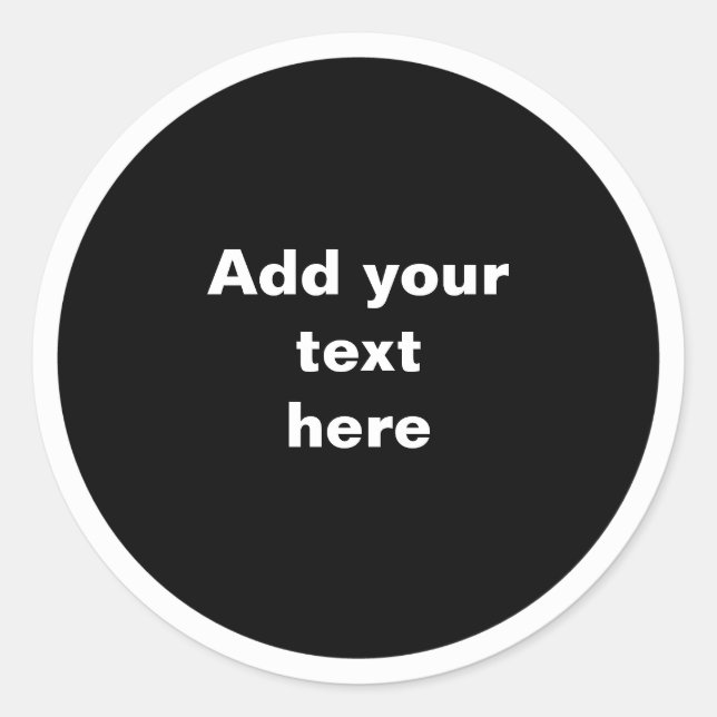 Black circle with white circle frame TEMPLATE,  Classic Round Sticker (Front)