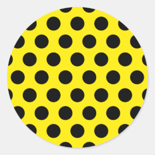 Black Circles on Yellow Background Classic Round Sticker