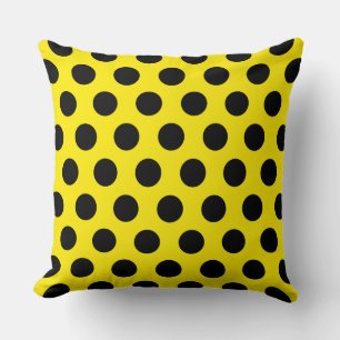 Black Circles on Yellow Background Cushion