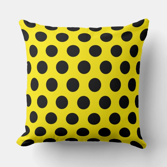 Black Circles on Yellow Background Cushion (Front)