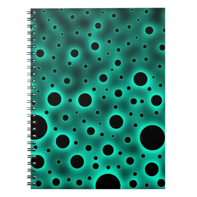 Black Circles over Turquoise Design Notebook (Front)