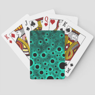 Black Circles over Turquoise Design Playing Cards