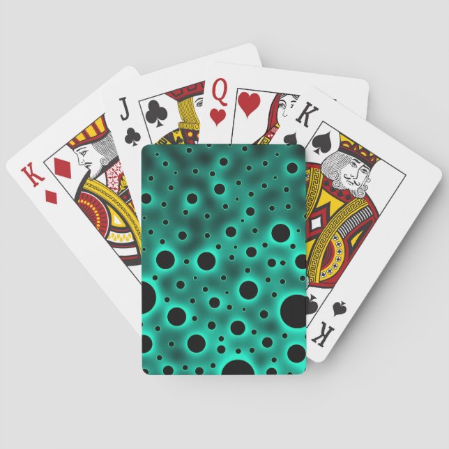 Black Circles over Turquoise Design Playing Cards (Back)