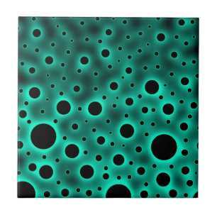Black Circles over Turquoise Design Tile
