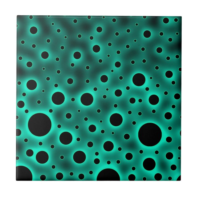 Black Circles over Turquoise Design Tile (Front)