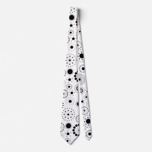 Black Circles & Stars Pattern On White Tie