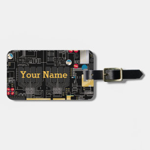 Black circuit board luggage tag