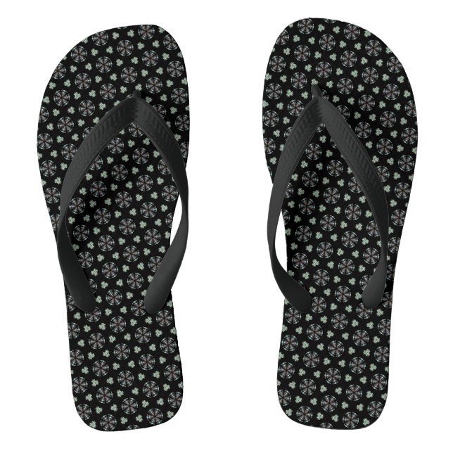 Black Circular Delight Thongs (Footbed)