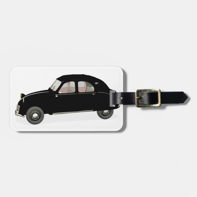 Black Citroen 2CV Luggage Tag (Front Horizontal)