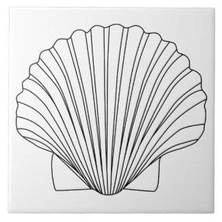 Black Clam Scallop Seashell Ceramic Tile