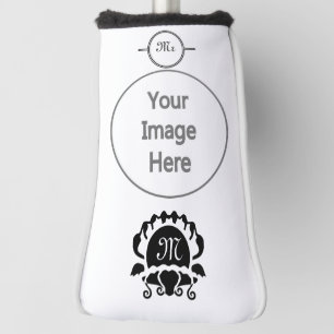 Black Clam Silhouette Monogram Golf Head Cover