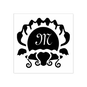 Black Clam Silhouette Monogram Rubber Stamp