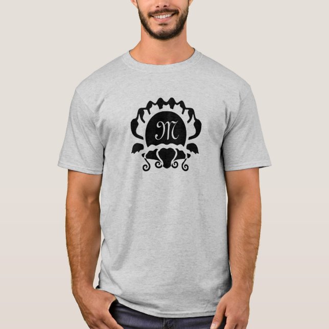 Black Clam Silhouette Monogram T-Shirt (Front)