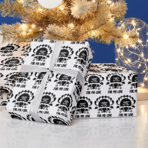 Black Clam Silhouette Monogram Wrapping Paper