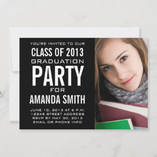 BLACK CLASS OF 2013 PARTY PHOTO INVITATION