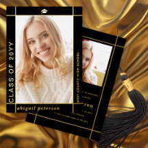 Black Class of 2025 graduation foil announcement 