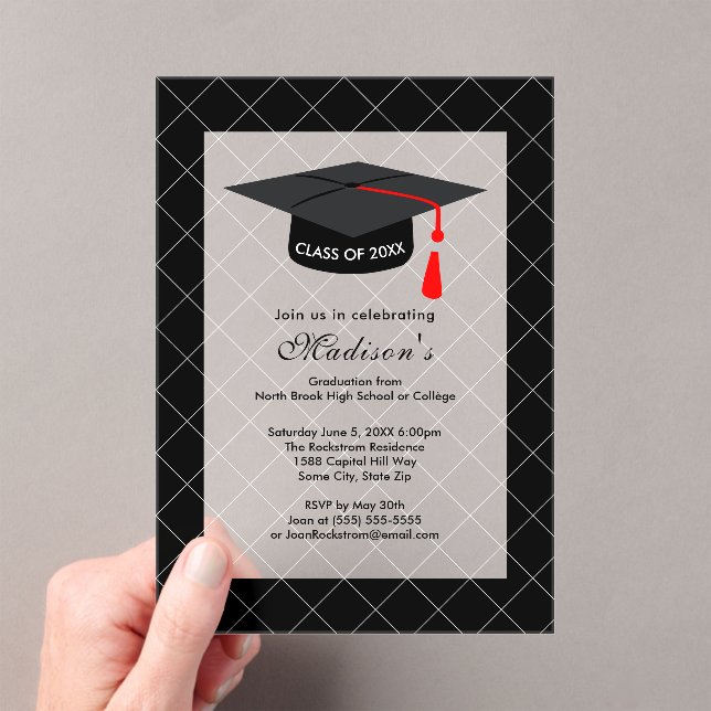Black Class of 20XX Graduation Party Acrylic Invitations (Insitu (Handheld))