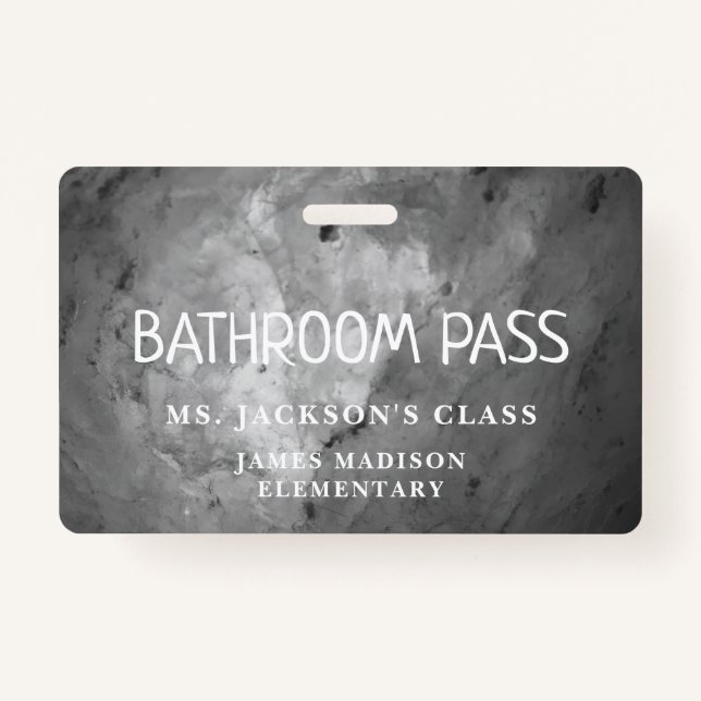 Black Classic Back To School Bathroom Hall Pass ID Badge (Front)