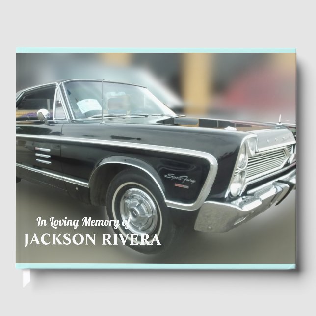 Black Classic Car Memorial Guest Book (Front)